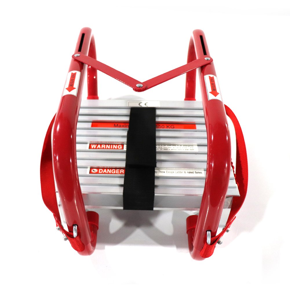 Fire Escape Ladder, 2 Story Emergency Portable Safety Ladder for Adults & Kids with Anti-Slip Rungs and Wide Steps V Center Suitable for Windows and Balcony|15-Foot