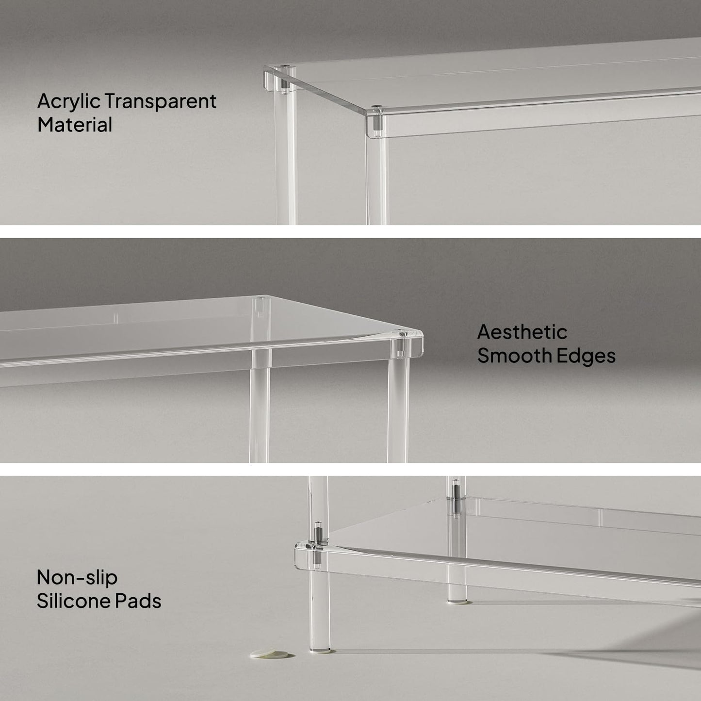 Aquiver Acrylic Long Shoe Rack - 2 Tier Shoe Organizer for Closet- Wide Shoe Shelf Clear Shoes Rack for Entryway, 42.7'' L x 11.8'' W x 12.2'' H, Easy Assembly & Clean