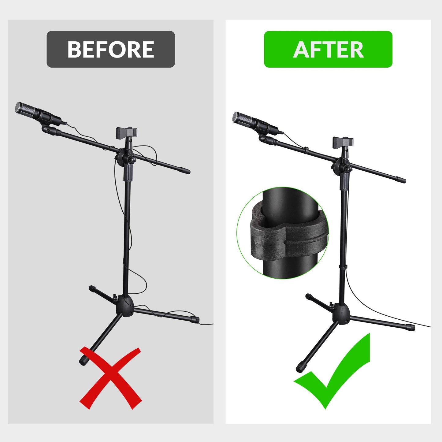 Aw 6 Packs Microphone Boom Arm Stand Dual Mic Clips Adjustable Tripod Phone Holder For Performance Singing Wedding Stage And Out