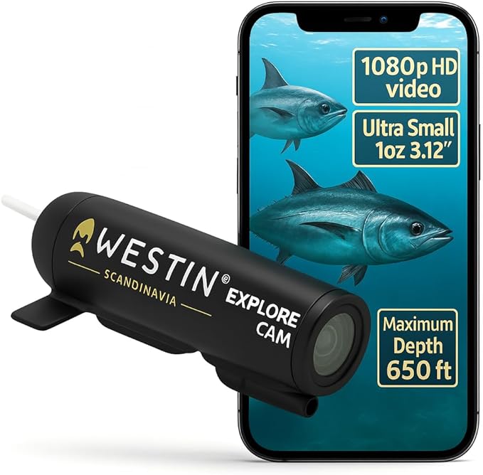 Westin Explore Cam - Castable Underwater Fishing Camera for Lure Fishing – Full HD 1080P with Direct Playback on iPhone & ...