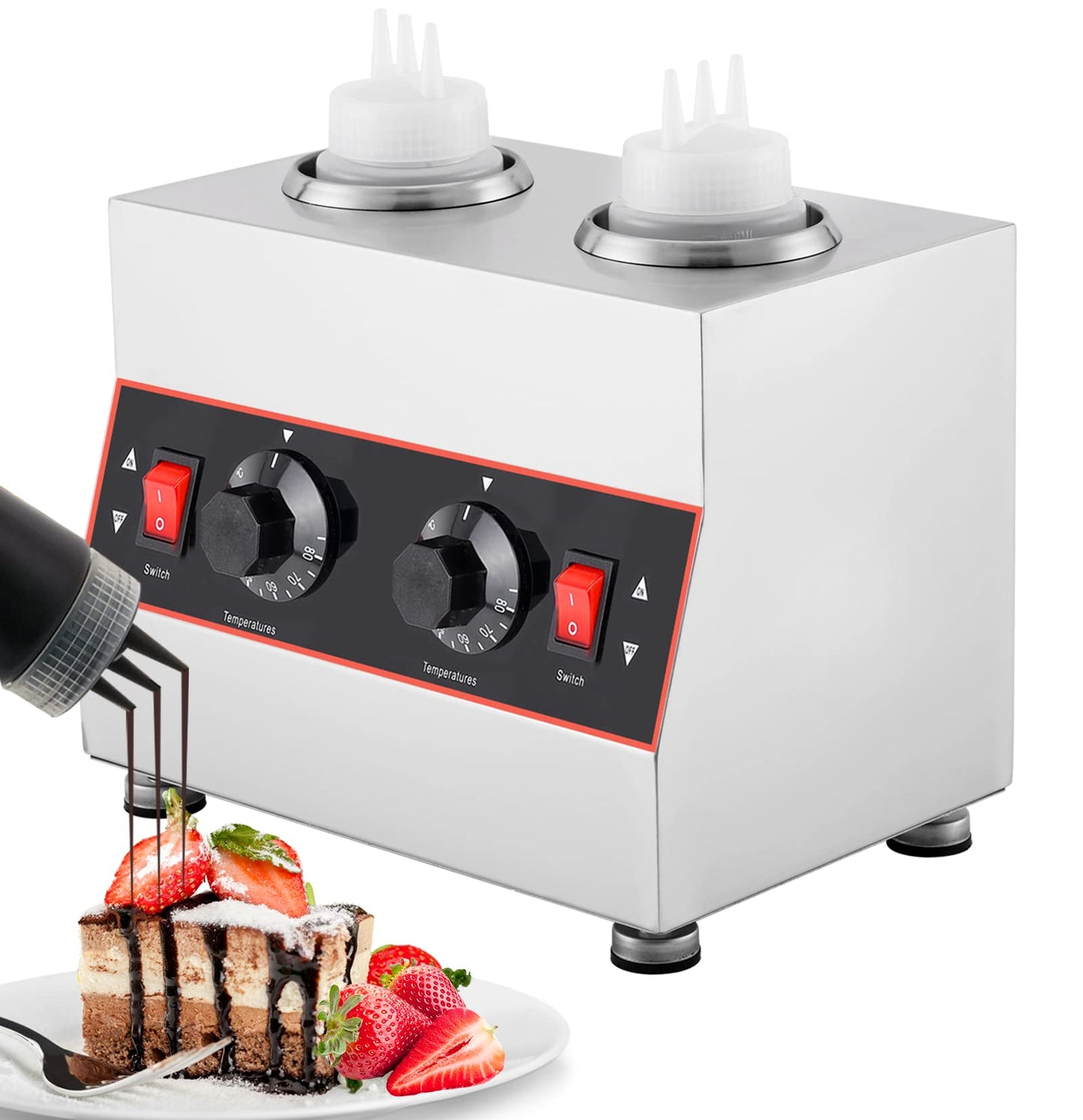 Saladulce Electric Cheese Sauce Warmer Nacho Cheese Dispenser Warmer with 22oz Bottle, Bottle Warmer for Chocolate Hot Fudge Caramel 86-185 110V
