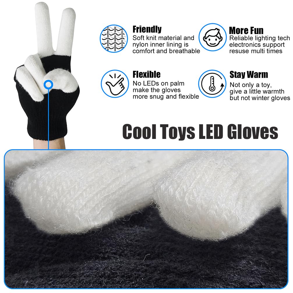 Luwint Led Light up Gloves, Cool Toys for Kids 8-12 Teen Boys Girls - Rave Dance Christmas Birthday Party Accessories Gifts for Boys 8 9 10 11 12 13 14 15 Teenager