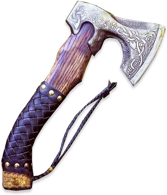 H&A CRAFTS® Viking Axe The Ragnar Lothbrok Real, and Custom Crafted with Leather Sheath Carbon Steel Camping Hatchet Perso...