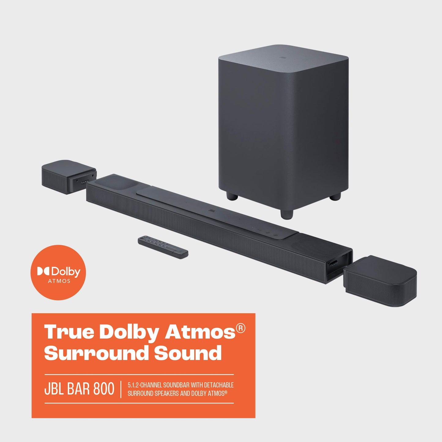 JBL Bar 800-5.1.2-Channel soundbar with Detachable Surround Speakers and Dolby Atmos®, 10” Wireless subwoofer, Built-in Wi-Fi with AirPlay, Alexa Multi-Room Music and Chromecast (Black)