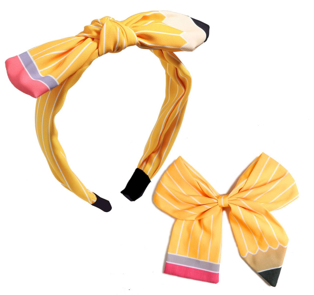 2 Pcs Back to School Outfits Headbands for Girls,Pencil Hair Bow Clips Hair Accessories for Teen Girls, First Day Of School Gift