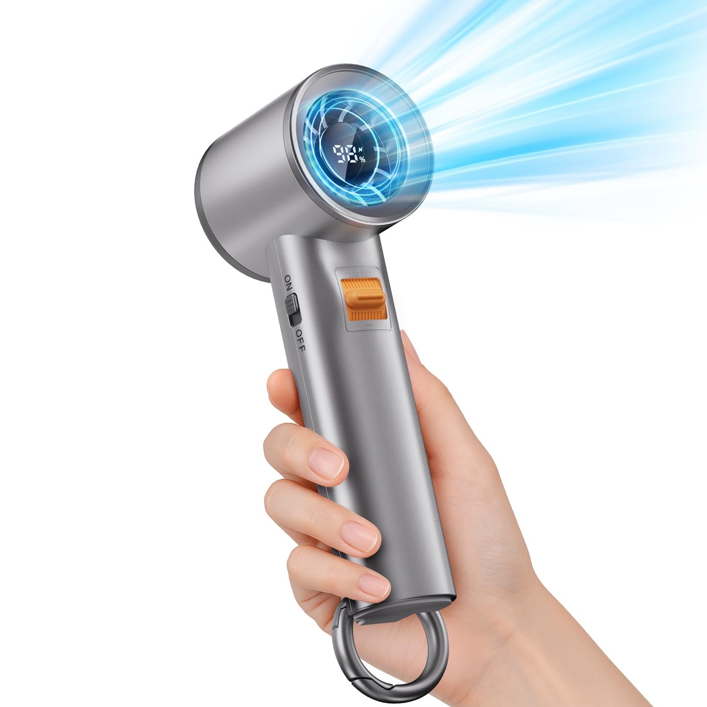 Portable Handheld Turbo Fan For Outdoor,5000Mah Mini Handheld Personal Pocket Fan For Powerful Airflow Wind ,20Hrs,100 Speeds Ad