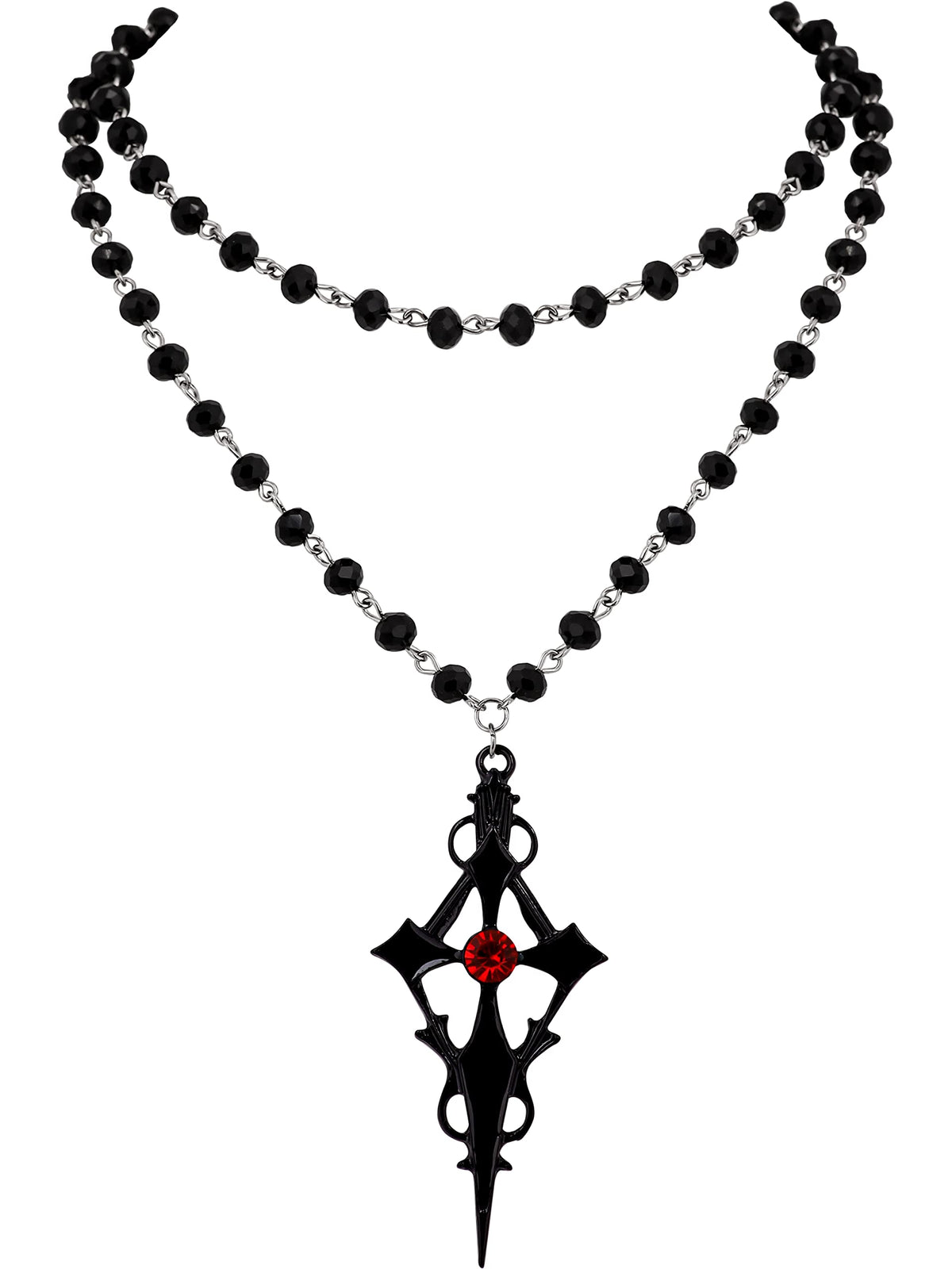 Sacina Gothic Black Cross Necklace, Layered Cross Necklace, Halloween Christmas New Year Jewelry Gift For Women