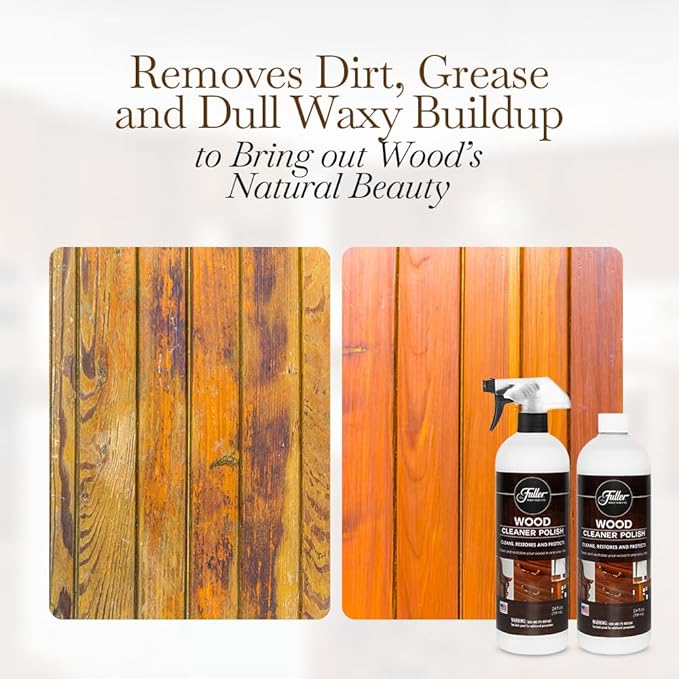 Fuller Brush Wood Polish & Cleaner – Conditions, Shines & Protects Wood Surfaces – Removes Dust, Smudges & Stains – Safe for Furniture, Cabinets, Tables & Trim - (Bottle with Sprayer - Pack of 2)