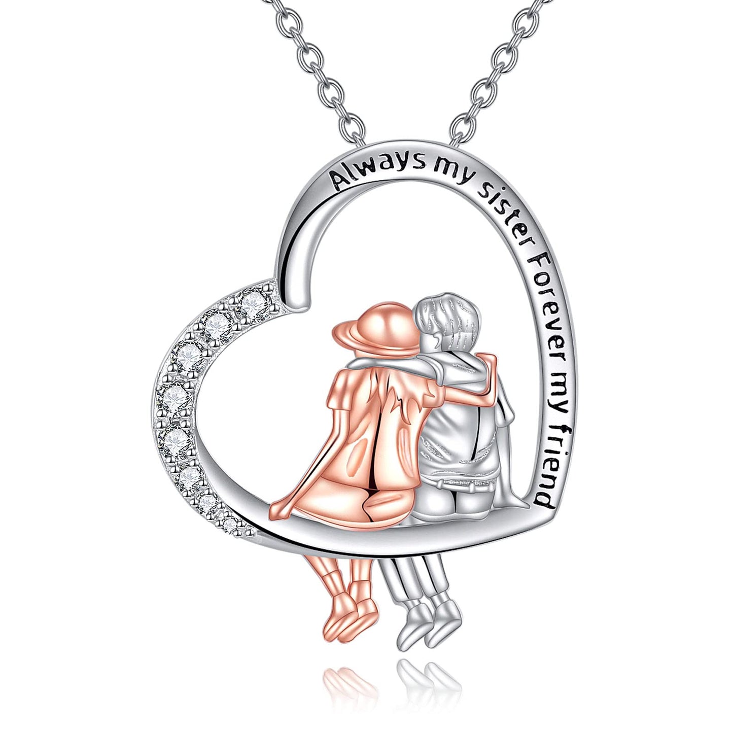 WINNICACA Sterling Silver Brother and Sister Necklace Best Anniversary Birthday Gift From Brother Always My Sister Forever My Friend Graduation Christmas Gifts