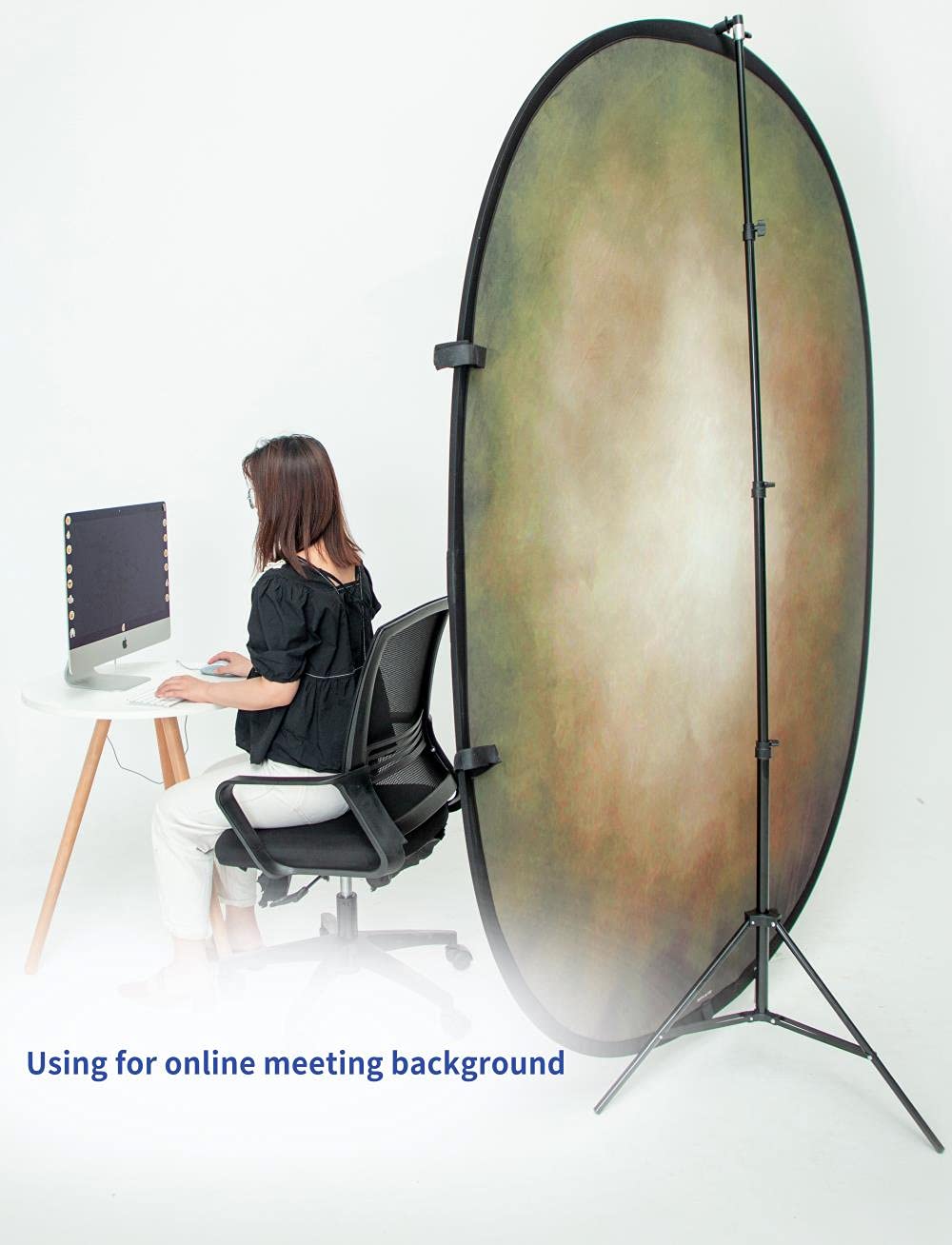Kate 5x6.5ft(1.5x2m) Collapsible Backdrop Folded Microfiber Professional Grey and Black Double-Sided Pop up Collapsible Background for Photography