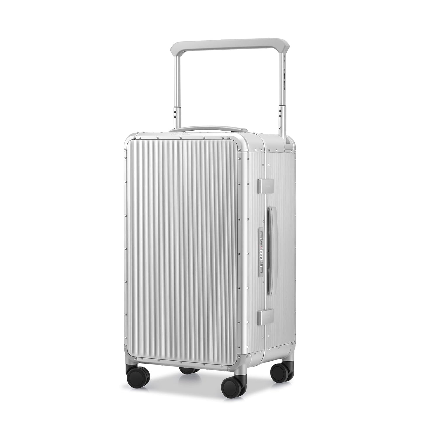 ROAMING 24 Inch Check Luggage Durable All Aluminum Hard Shell Suitcase with Wide Handle Zipperless with 360 Spinner Wheels, TSA Lock Smart Organizational Pockets for Business Travel Silver
