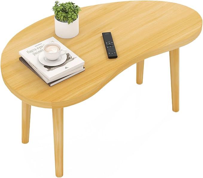 Funecy Coffee Table Low Table with Solid Wood Sturdy Legs, Floor Table Desk for Sitting on The Floor, Storage and Living Room Furniture (Natural-Mango)