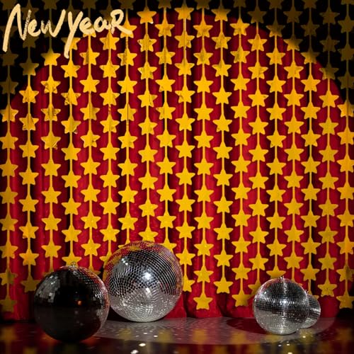 LOLStar 2 Pack Gold Stars Birthday Decorations 3.3X6.6 ft, Golden Party Backdrop Foil Fringe Curtains, Streamers Congrats ...