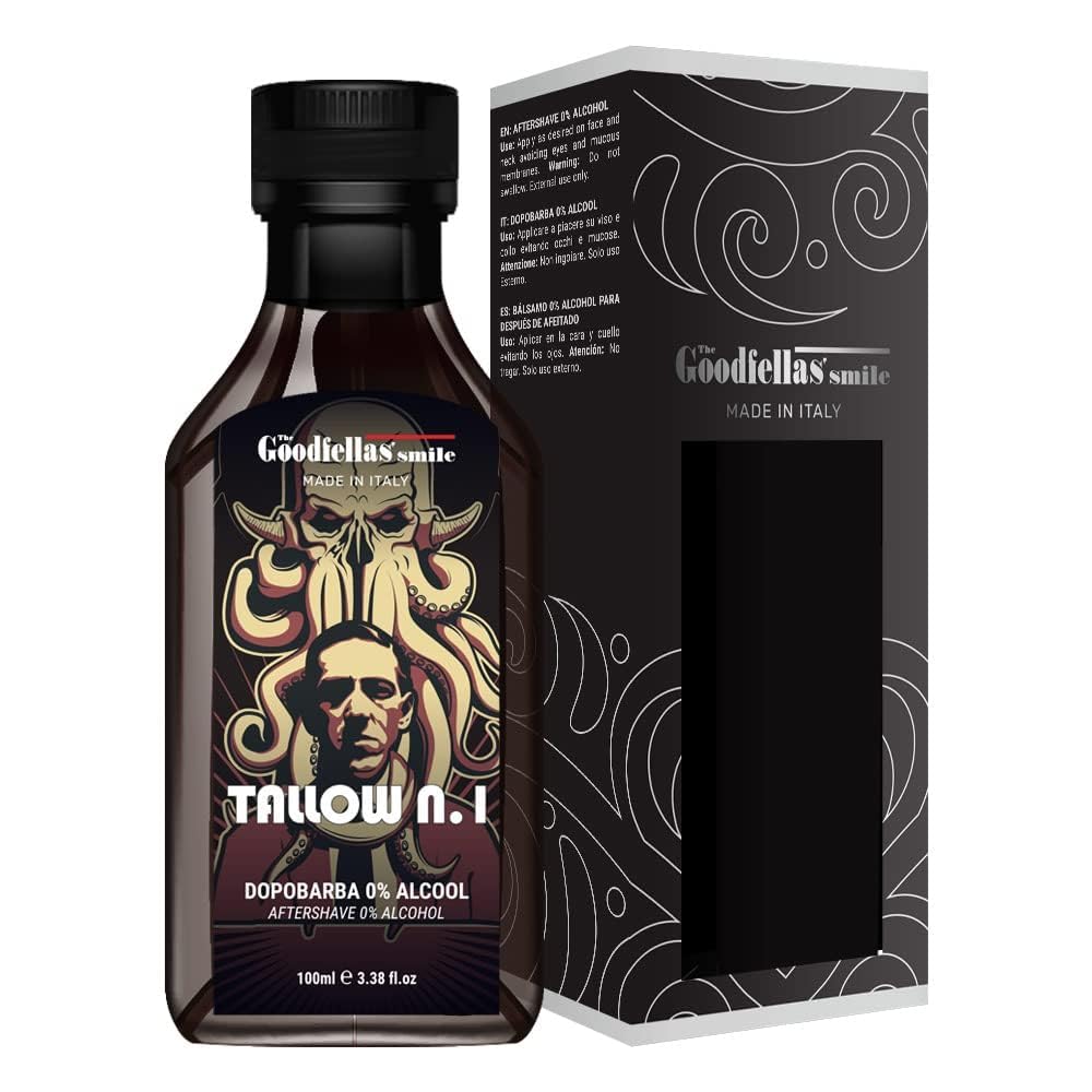 The Goodfellas' smile Alcohol-Free Soothing Aftershave Splash/Tonic, Made in Italy, 100 ml, 3.38 oz (Tallow n.1/Floral & Wood)