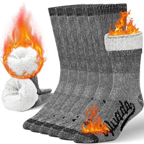 Alvada Merino Wool Hiking Socks Thermal Warm Crew Winter Boot Sock For Men & Women 3 Pairs
