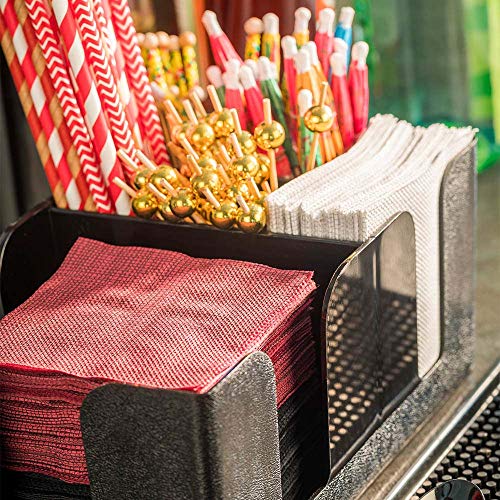 Restaurantware Bar Lux 9.5 x 5.8 x 4.2 Inch Bar Caddy 1 Pebbled Napkin Holder - 6 Compartments Organize Straws Napkins Or ...