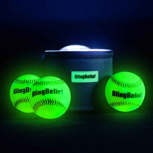 blingbelief Super Bright Glow in The Dark Baseball, LED Charging Light Up Luminous Baseball, Official Size and Weight Baseballs with Carrying Bag-Carrying Bag,Baseballsx3