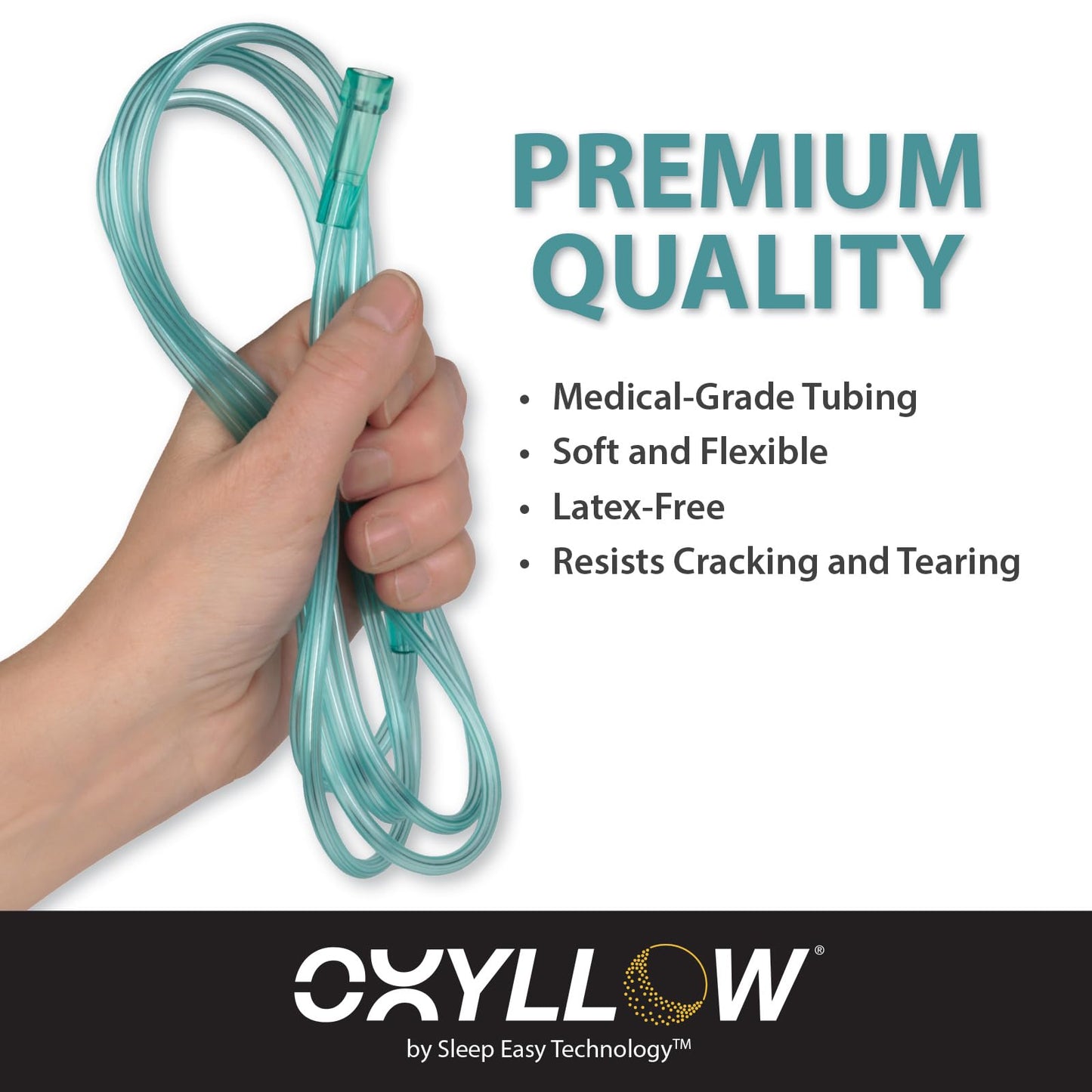 Oxyllow Premium 25 FT Oxygen Tubing and Oxygen Swivel - 2-Count - 6-Channel Kink-Resistant Air Flow - High-Visibility Green Tint - Universal End Connectors - Durable, Medical Grade Oxygen Therapy