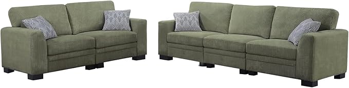 Legend Vansen Oversized Modular Sectional Sofa,5 Seat U Shaped Couch with Ottoman,Corduroy Sofa with Deep Seat,Convertible Large Sectional Couches for Living Room (Olive, 2+3)