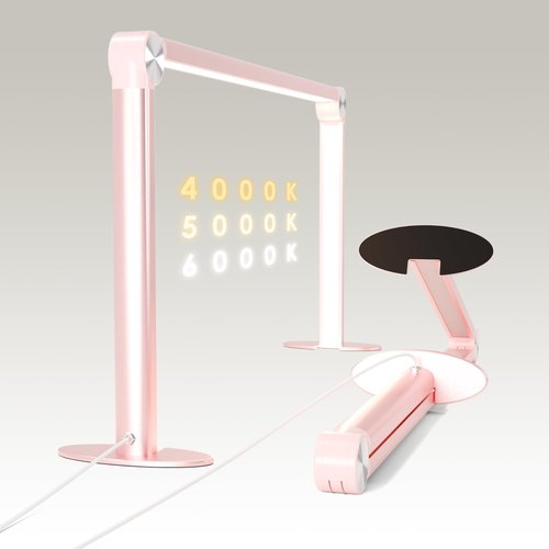 gelpal Nail Tech Lamp for Desk，30" 48W Professionals Led Light, Desk Lamp for Lash Eyelash Extension,Color Temperature 2700K-6000K, Full fold Makeup lamp,Salon&Home(Pink)