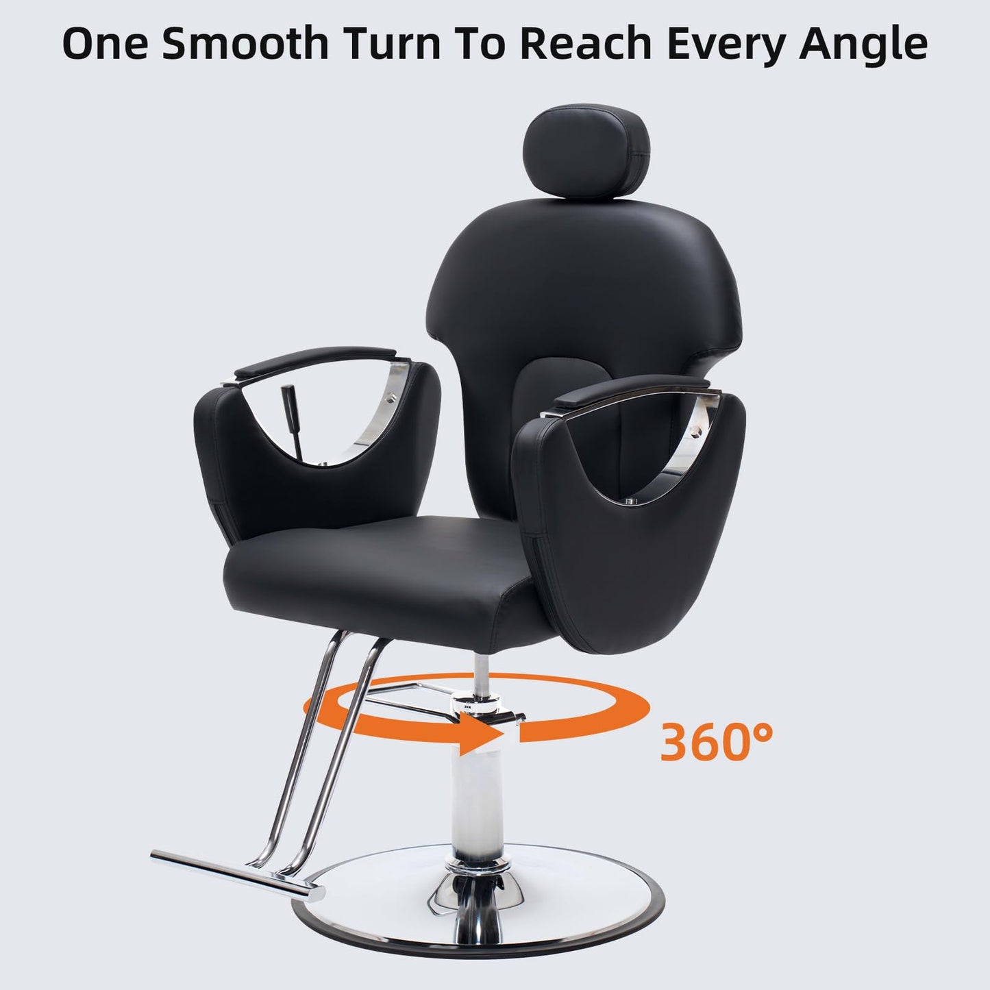 Zevemomo Barber Salon Chair for Hair Stylist, Reclining Backrest Adjustable Headrest & Seat Height, Heavy Duty Hydraulic Pump with 360° Swivel for Barbershop, Home 400LBS Capacity, Black