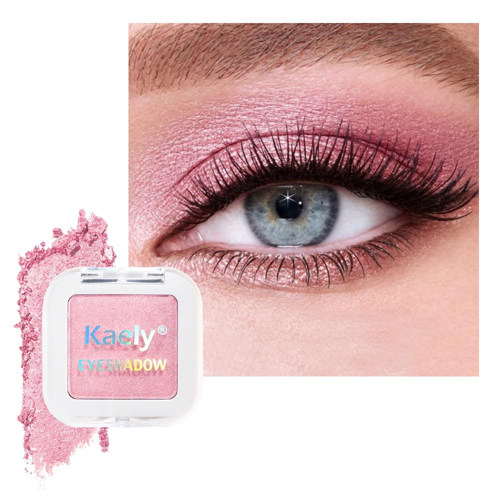 HHLTOH Pressed Single Eyeshadow Palette - Mini Shadow in Pink | Shimmer & Glitter Makeup for Women | Highly Pigmented, Blendable