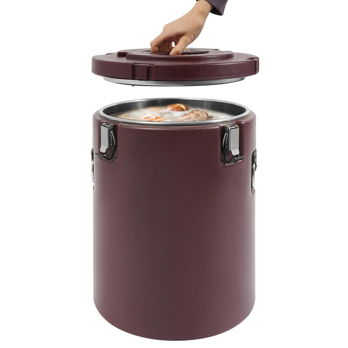 LOYALHEARTDY Commercial Insulated Food Container, 42QT/10.6Gal Insulated Soup Container Bucket Commercial Food Warmer Insulation Barrel for Hot or Cold Food for Restaurant, Canteen, Home (Brown)