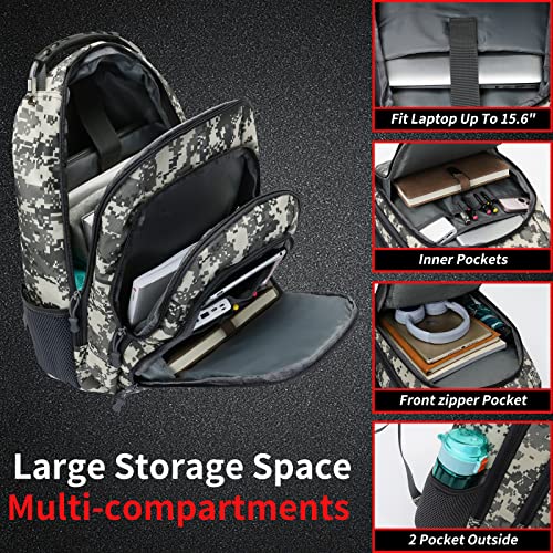 Qimailer Camo Backpack,Small Tactical Backpack for outdoor,Military Teen Boys Backpacks for School with USB Charging Port,40L