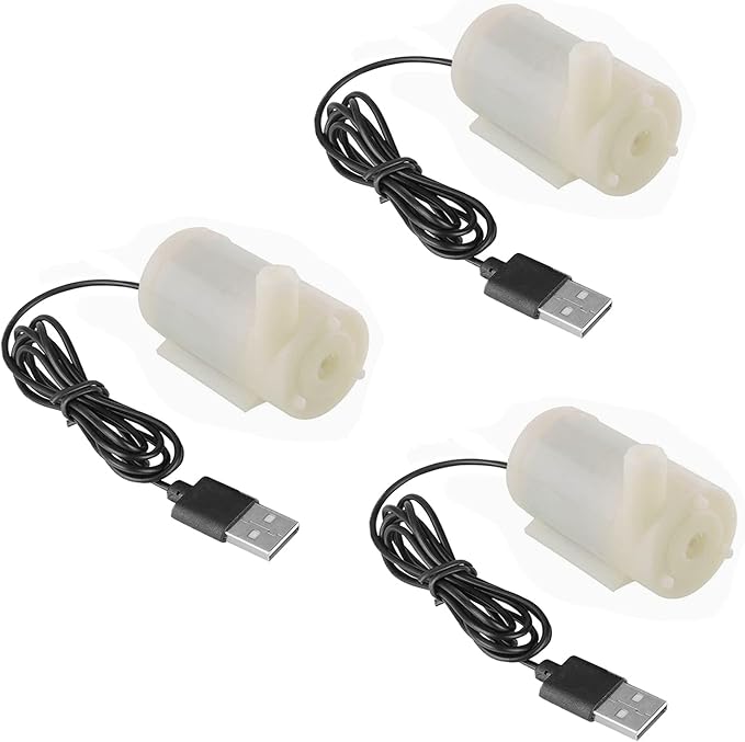 SIPYTOPF 3Pcs DC 3-5V USB Micro Submersible Mini Water Pump for Aquariums Fish Tank Pond Fountain Hydroponics Garden (White)