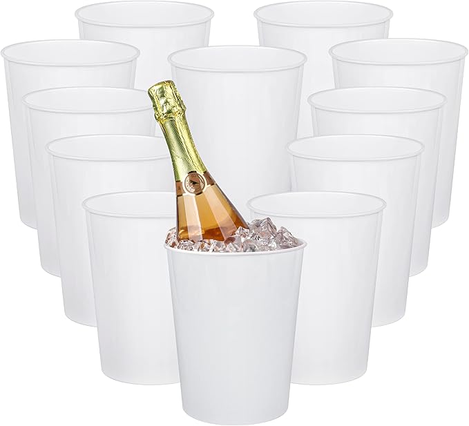 12 Pack Ice Buckets for Parties, Plastic Wine Cooler for Champagne, Beverage, Soda and Beer, Classic Wine Bottle Chiller f...