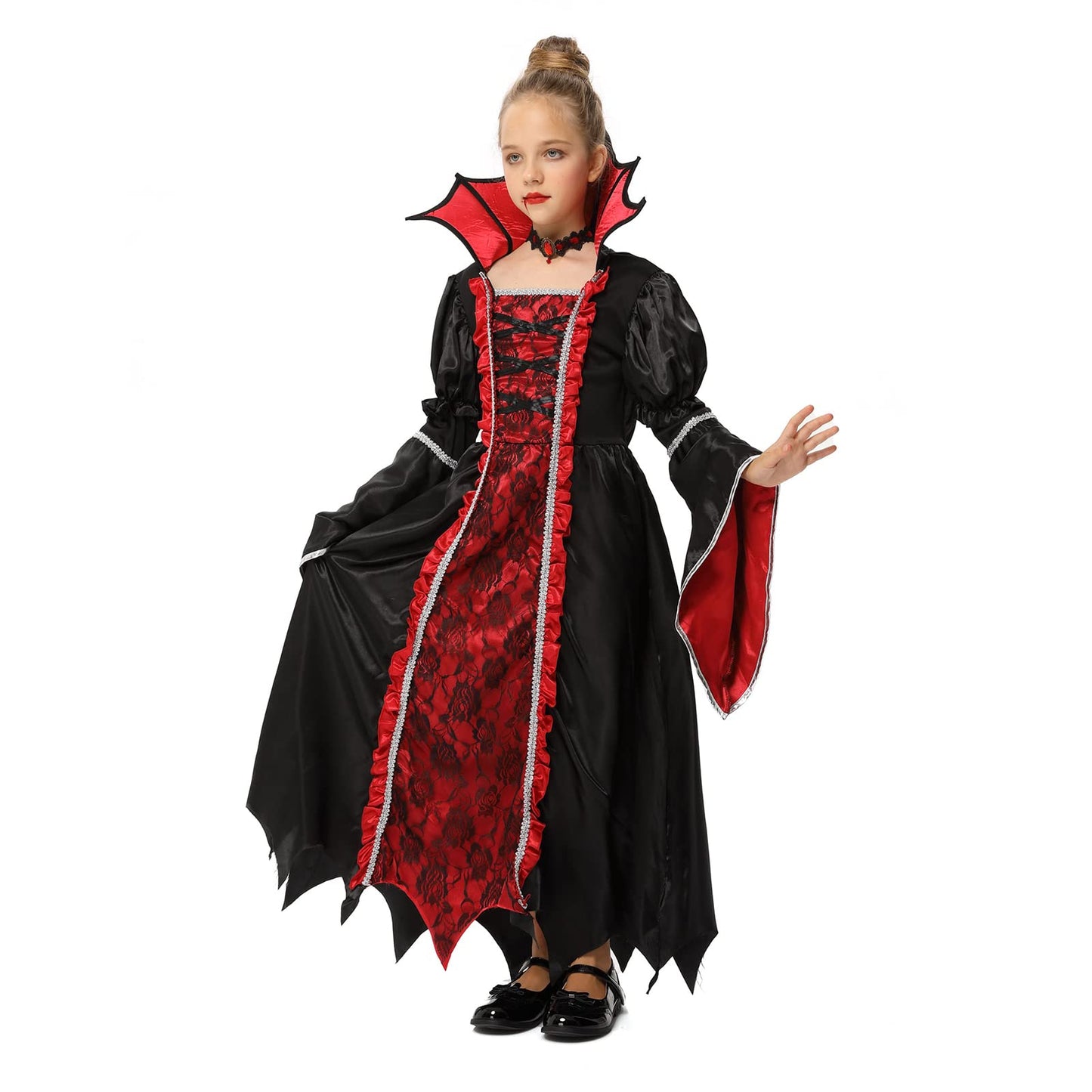 FunsLane Halloween Royal Vampire Costume Set for Girls Role Play Party, Vampiress Queen Dress Up Toys