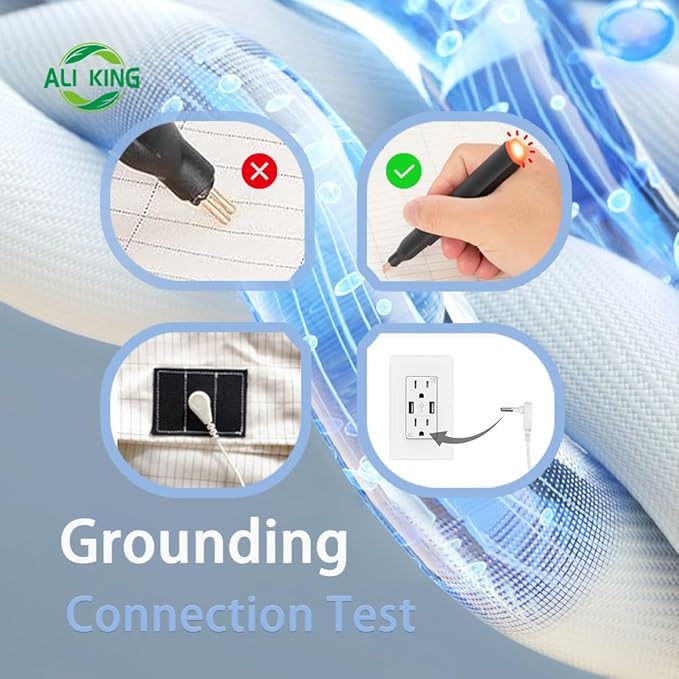 Ali King Grounding Sheets - Full XL Size, Soft Cotton with Silver Fiber, 15'' Deep Pocket Earth Grounding Fitted Bed Sheets for Improved Sleep (Black, Full XL 54''*80''*15'')