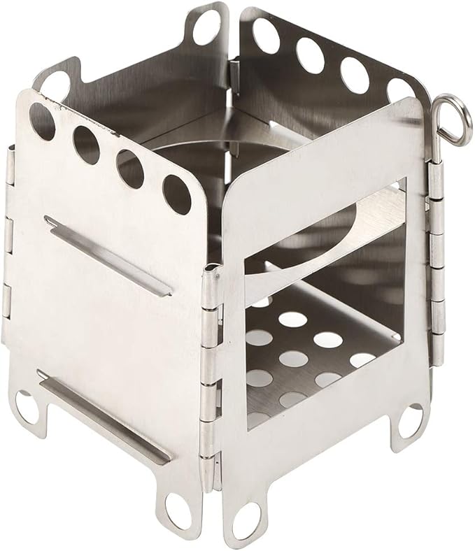 Portable Stainless Steel Folding Stove, Wide Opening Design for Adding Wood with Reusable Pouch, for Outdoor Camping BBQ H...
