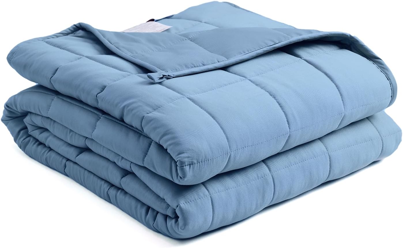 BB BLINBLIN Cooling Weighted Blanket Heavy Blanket, Calm and Sleep, Premium Soft and Comfortable Material and Glass Beads (Blue, 60''x80'' 20lbs), Suit for Adult(~190lb) Use on Queen/King Bed