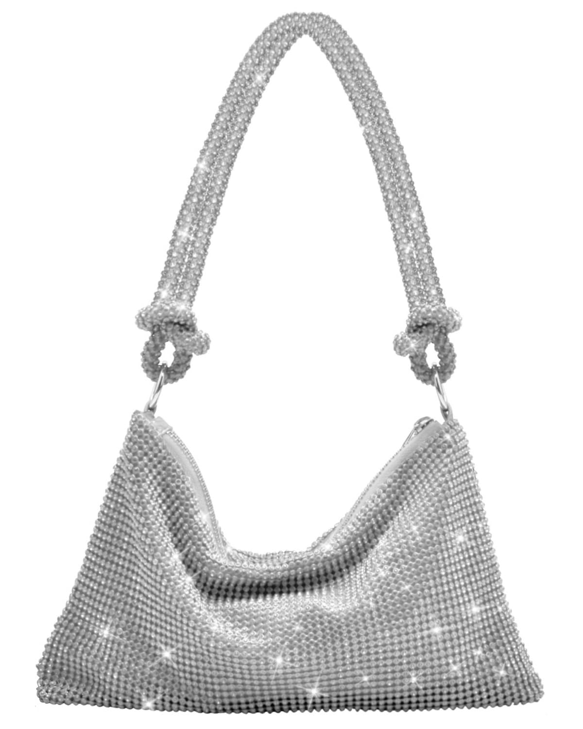 TINDTOP Rhinestone Evening Bag, Clutch Purse Women Sparkly Mini Handbags, Cross Body Hobo Bag for Cocktail Party Wedding