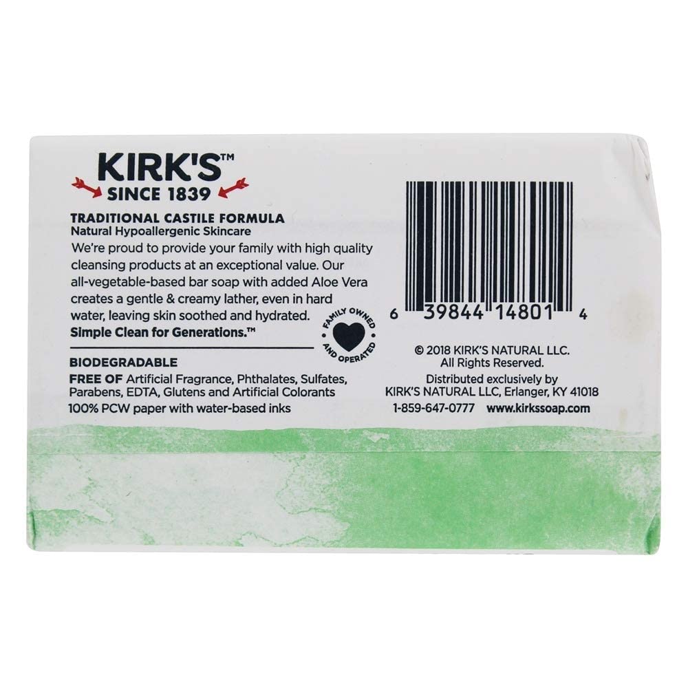 Kirk's Original Coco Castile Bar Soap Soothing Aloe Vera, 4 Oz