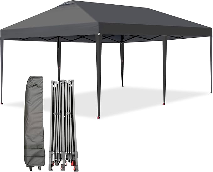 GarveeLife 10x20 Pop Up Canopy Tent, One Push Setup, Easy Setup Instant Outdoor Canopy with Vent and Wheeled Bag, 4 Sandba...