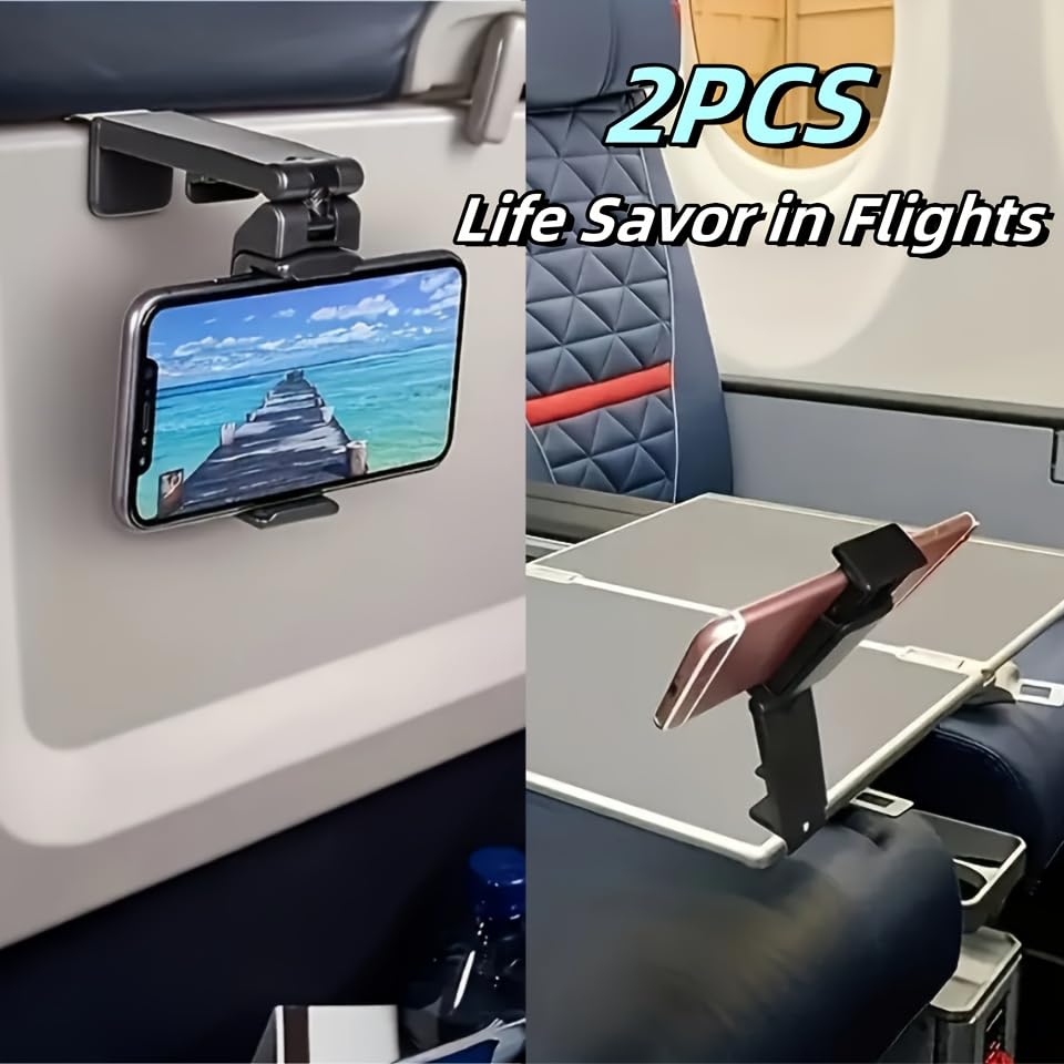 2 Pack Phone Holder for Airplane Use 360° Swivel Travel Phone Stand for Car Dashboard & Tabletop | Durable ABS Hands-Free ...