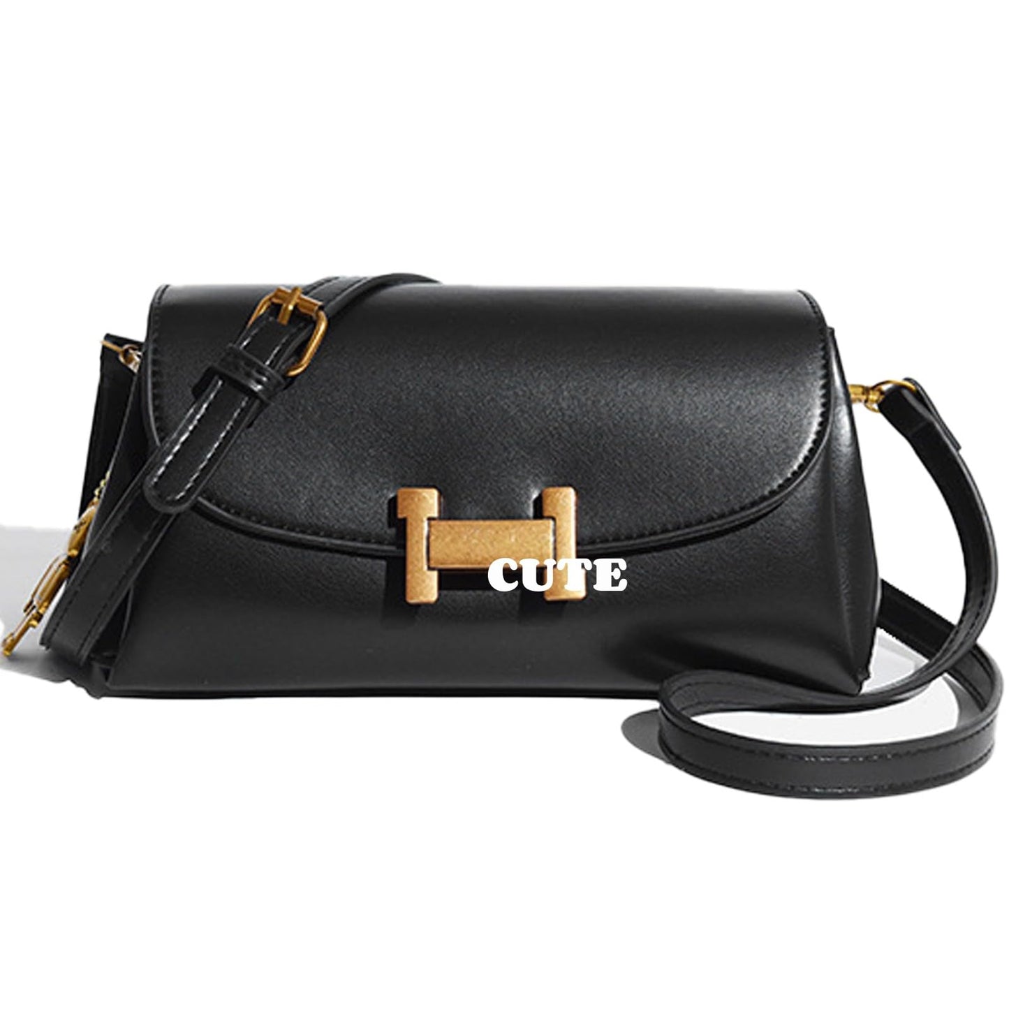 Small Crossbody Purses for Women,Lightweight Crossbody Bag Faux Leather Trendy Women's Shoulder Handbags with 3 Compartments (Black)