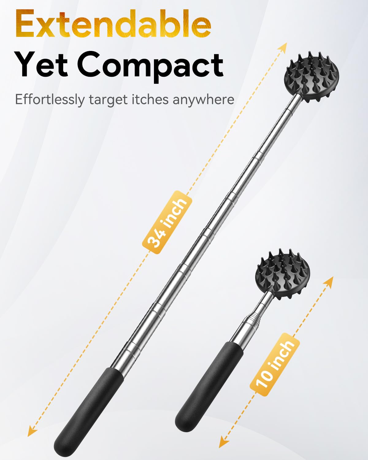 TUKUOS Telescoping Back Scratcher with 4Pcs Detachable Scratching Heads, Stocking Stuffers for Men Back Scratcher for Men/Dad/Women, White Elephant Gifts for Adults Christmas Gifts for Men Women