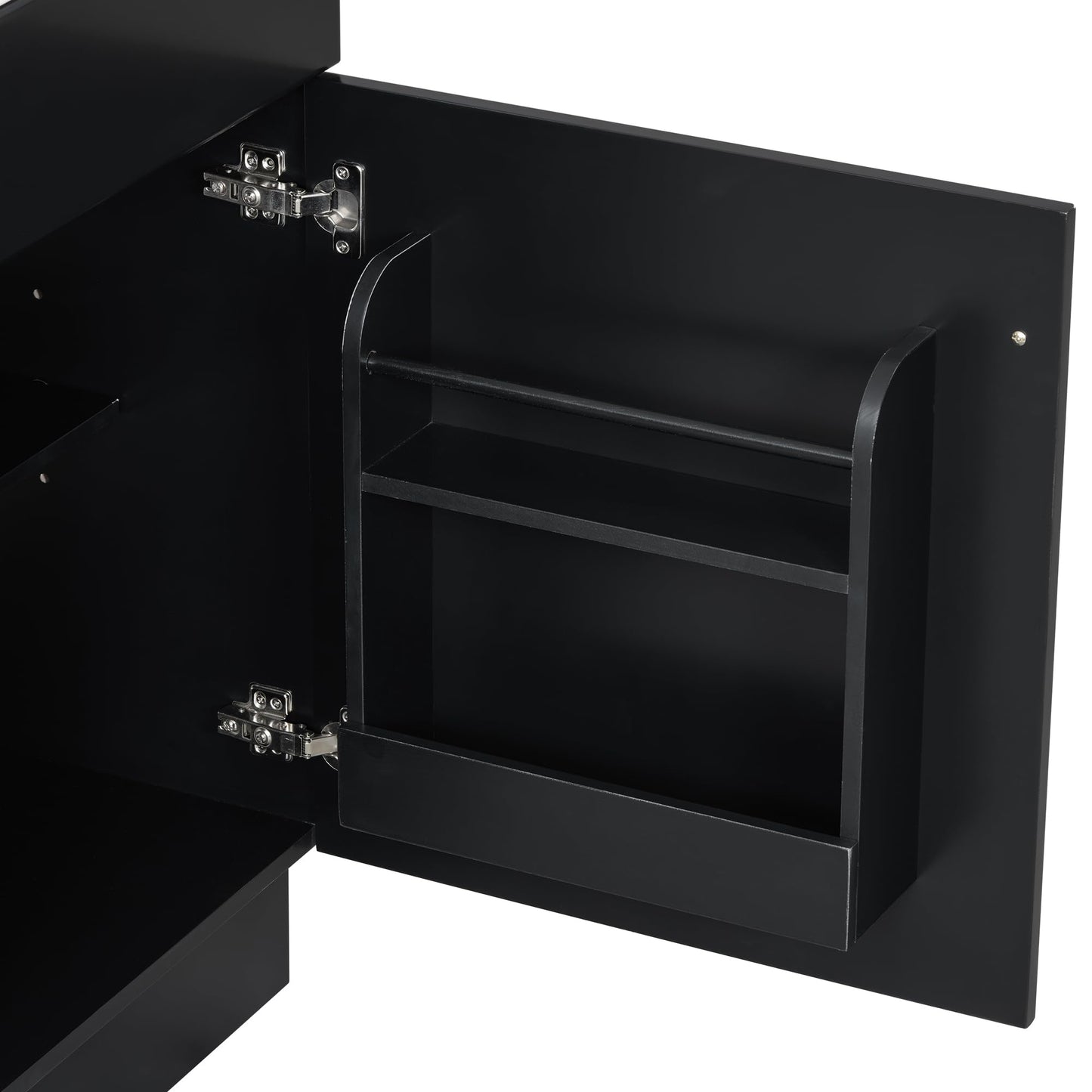 Christopher Knight Home Vanes Wood Frame 20" Bathroom Vanity with Ceramic Sink, Cabinet with Soft-Closing Door Shelf and Adjustable Shelf, Open Back, Metal Hardware, Storage/Organizer, Black