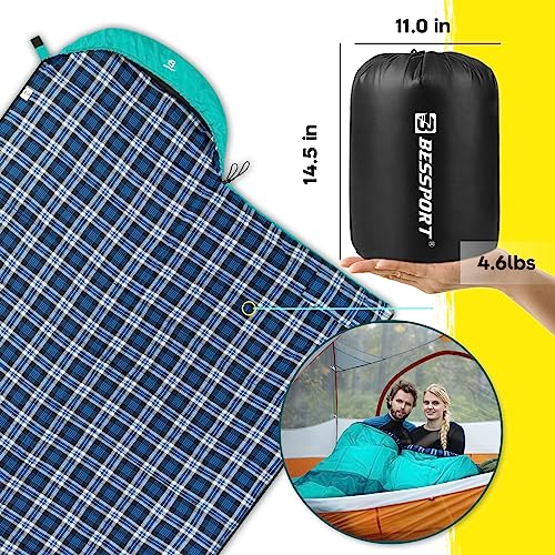 Bessport Sleeping Bag Winter | Flannel Lined 18℉ - 32℉ Extreme 3-4 Season Warm & Cool Weather Adult Sleeping Bags Large | ...