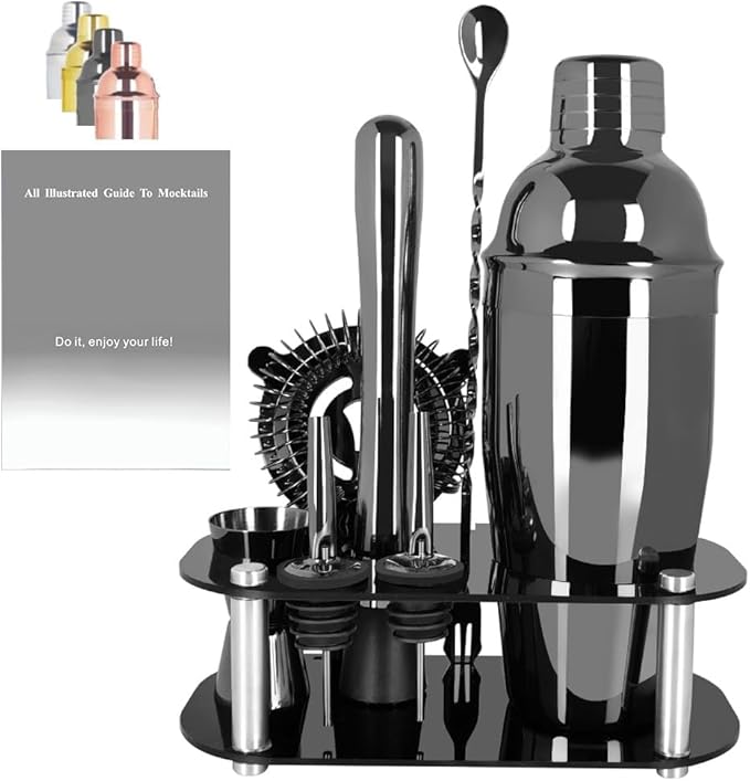 Cocktail Shaker Set, Bartender Kit, Cocktail Shaker with Stand, Drink Mixing Includes Martini Shaker,Strainer,Jigger,Bar M...