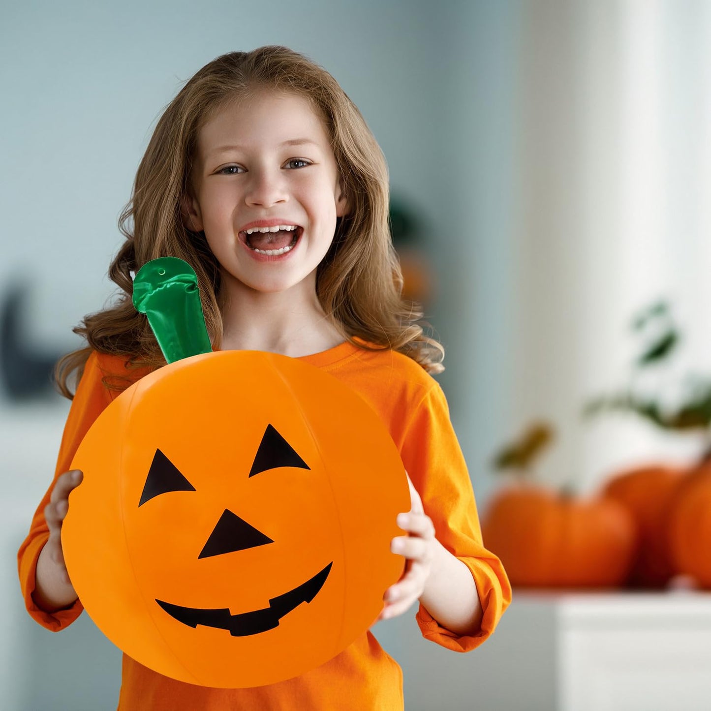 The Dreidel Company Halloween Pumpkin Inflatable Decorations, 16" Tall, Halloween Pumpkin Toy (3-Pack)