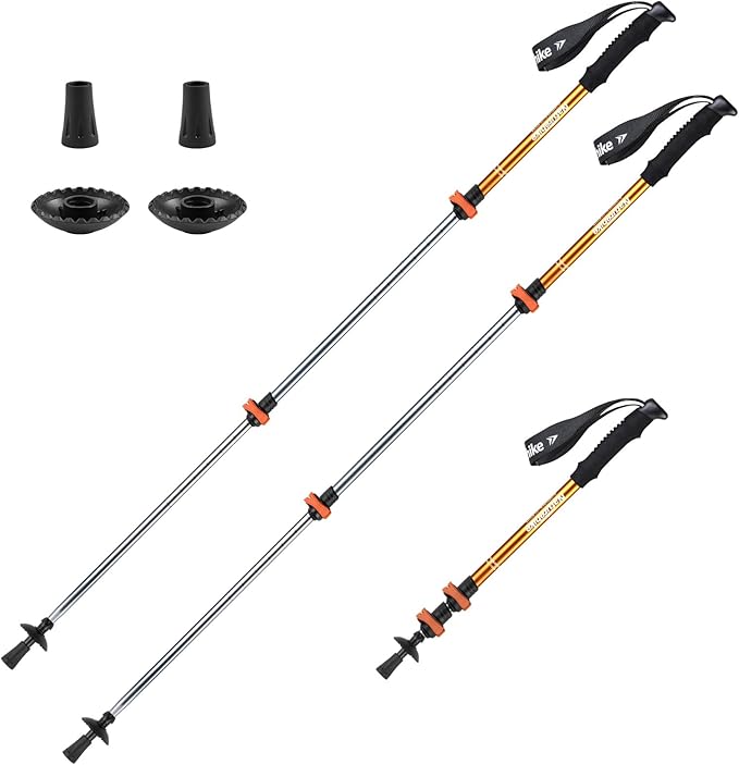 Naturehike Collapsible Trekking Poles, Adjustable Lightweight Aluminum Hiking Poles, Shock Absorption with Wrist Straps fo...