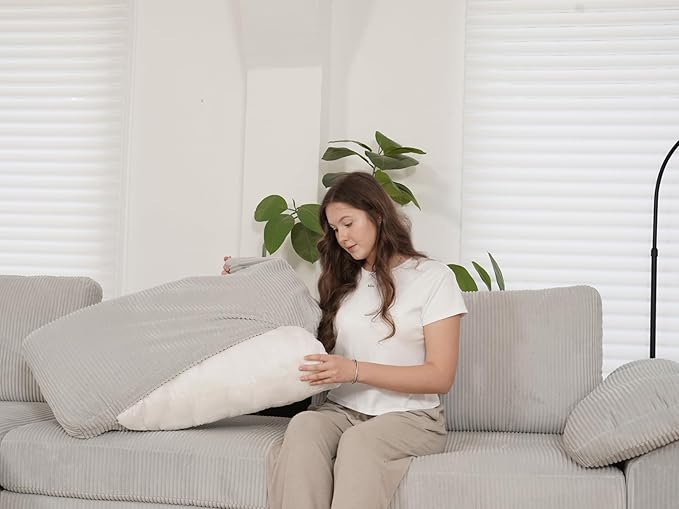 EASE MOOSE Oversized L Shaped Sectional Modular Sofa,Large U Shaped Sectional Couch Wide Deep Seat Modular Cloud Couch，Grey