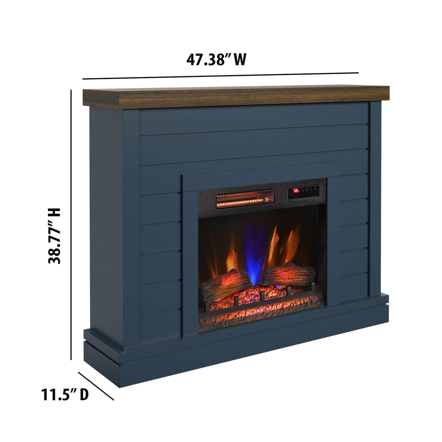 duraflame® Shiplap Wall Mantel Electric Fireplace, Fontana Blue