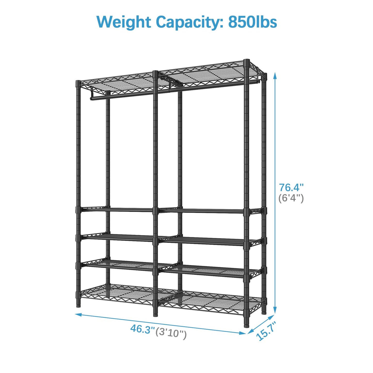 VIPEK S2i Freestanding Shoe Rack - Tall Shoe Rack for Closet, Boot Organizer for Entryway, Large Shoe Organizer Storage, Heavy Duty Metal Shoe Shelf and Coat Rack, Black