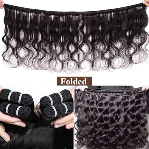 Human Hair Bundles Body Wave Bundles Human Hair 12A Grade 100% Unprocessed Brazilian Virgin Hair 3 Bundles Human Hair Extensions for Black Women Natural Color 20 20 20 Inch