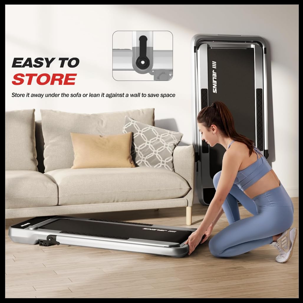 Treadmill for Home, Walking Pad Treadmill with Incline, 2-in-1 Portable Walking Pad with Handle Bar, 330LBS Weight Capacity 2.5HP Folding Treadmills with Gesture Sensing (Silver)